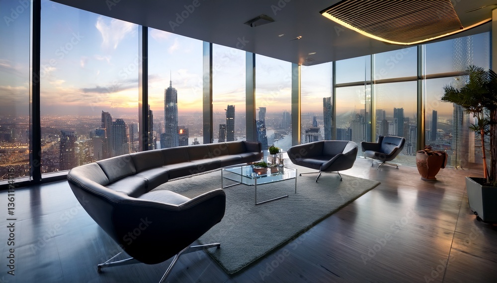 Fototapeta premium A business lounge with a striking modern interior