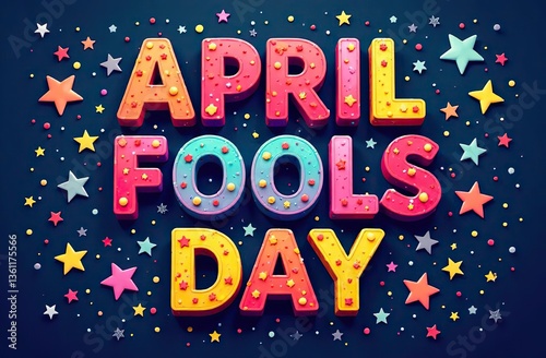 april fools day colorful background with words	
