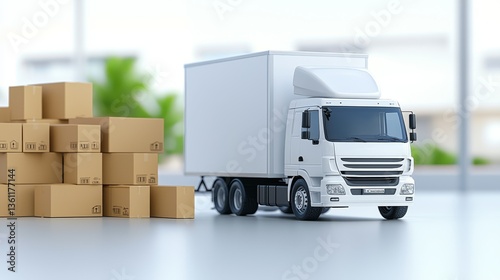 Efficient cargo transportation, a truck delivering boxes for seamless logistics