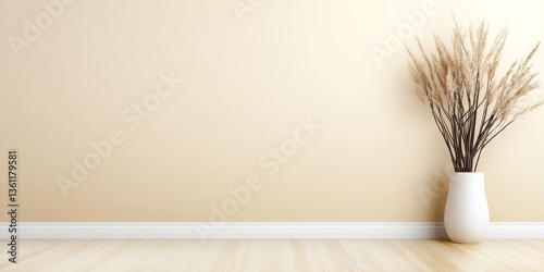 Interior view showing simple home decor vase and reeds