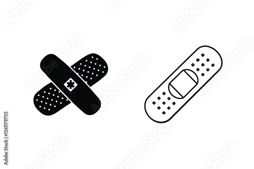 First Aid, Adhesive Bandages, Medical Patches, Healthcare Icons, Wound Care