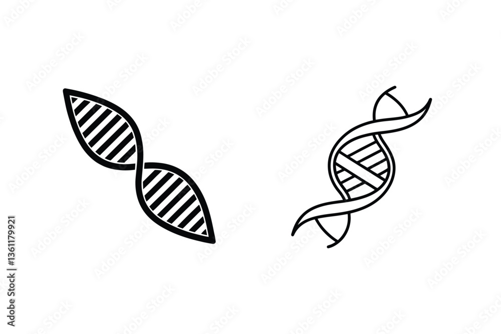 Fototapeta premium Double Helix DNA Icons Genetics, Biology, Science, Symbols, Research