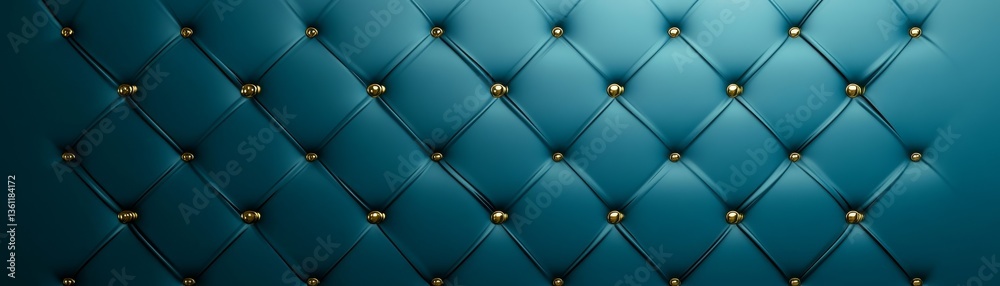 Fototapeta premium Luxurious blue wall design with gold studs and sparkling diamonds, a stunning interior decor idea