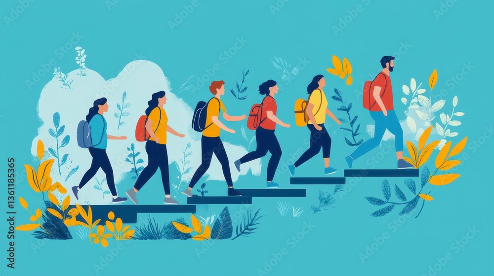 Obraz premium People Walking Up Stairs