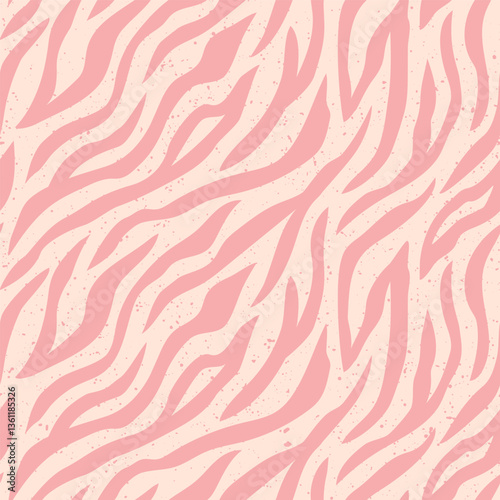 Seamless pattern with beige, pink tiger stripes. Abstract pastel animal print.	