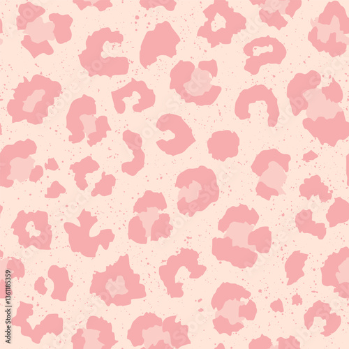 Beige pink leopard print. Vector seamless pattern. Abstract pastel color animal print.