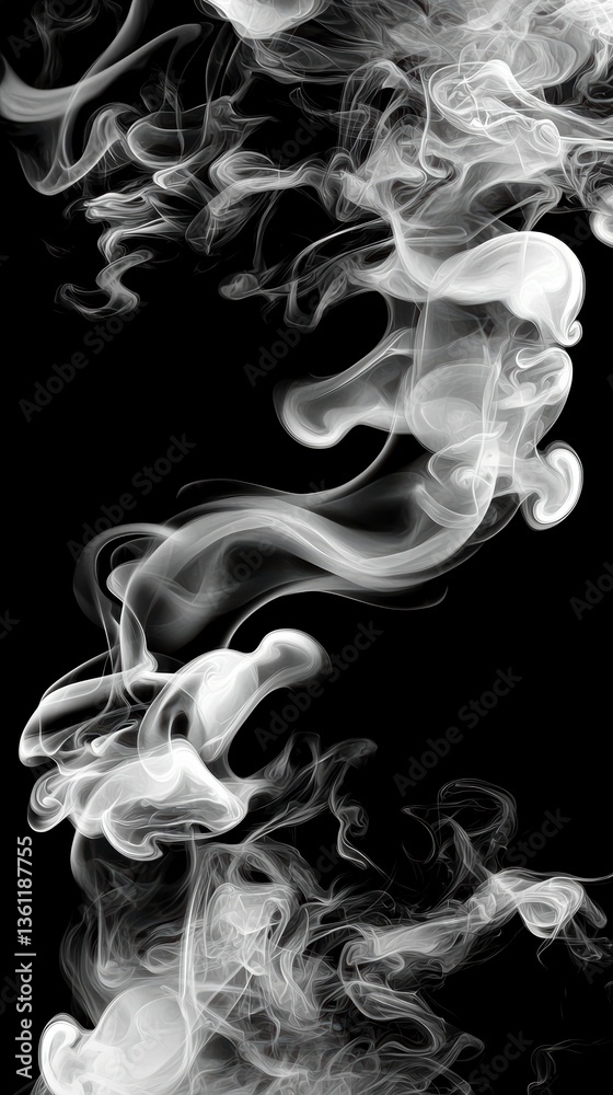Fototapeta premium Abstract White Smoke on Black Background