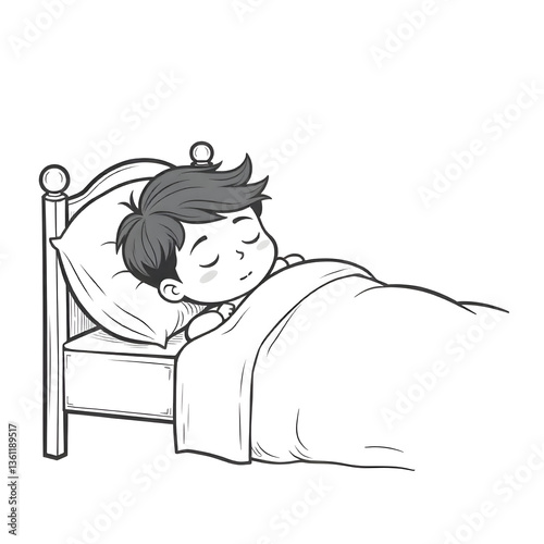An illustration of a boy sleeping