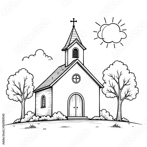 An illustration of a church
