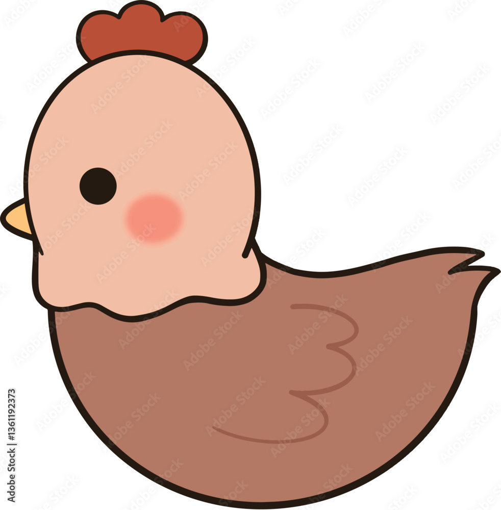 Obraz premium Cute brown hen cartoon collage