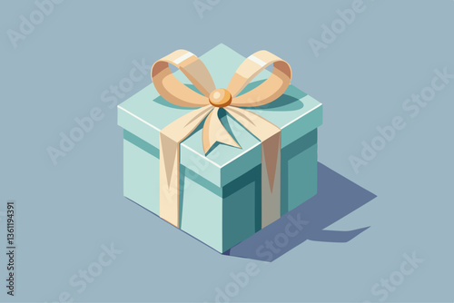 Elegant Light Blue Gift Box with Golden Ribbon and Bow
