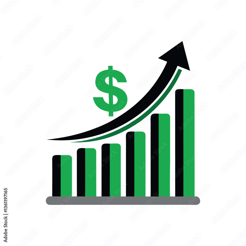 A modern financial growth logo featuring a combination of black and green colors. A modern financial growth logo featuring a combination of black and green colors.