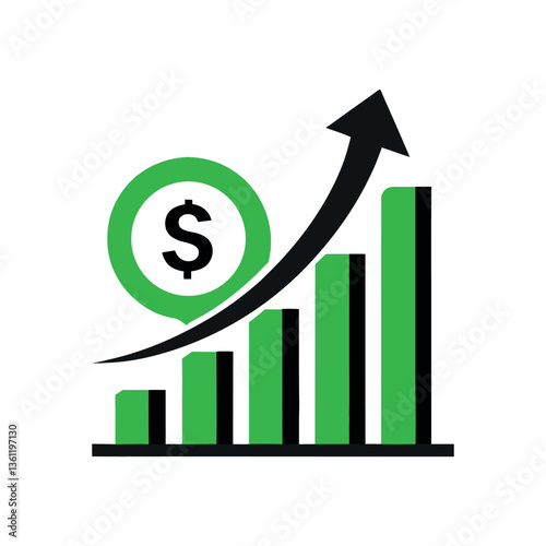 A modern financial growth logo featuring a combination of black and green colors.