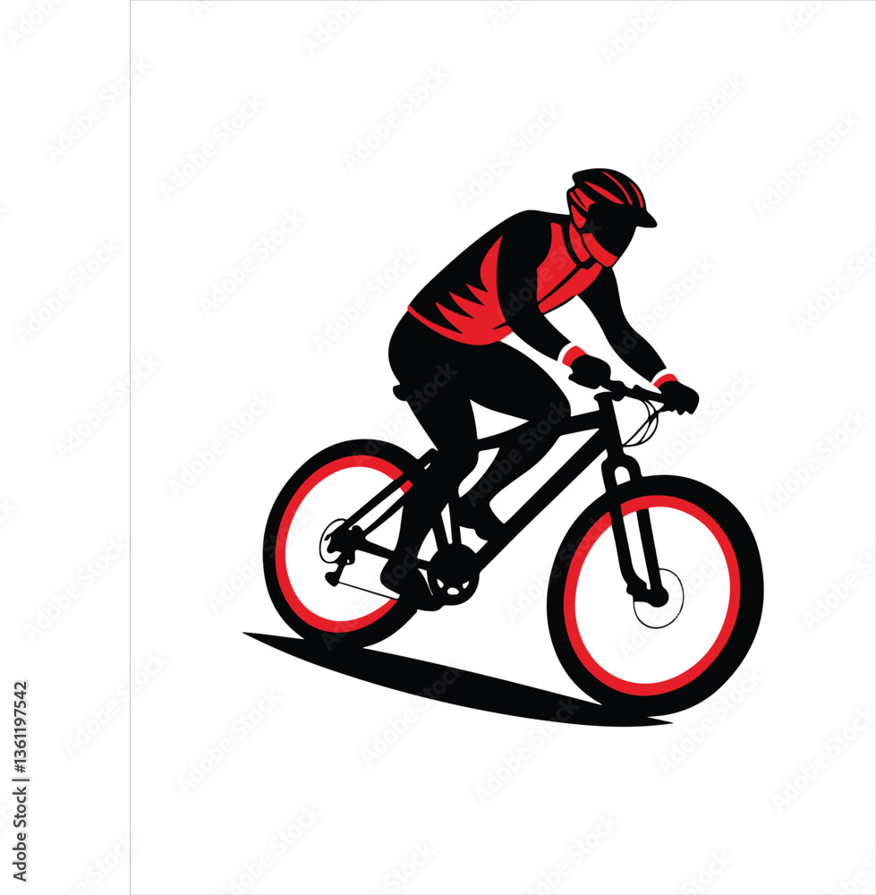 Silhouette of a mountain biker in action Silhouette of a mountain biker in action