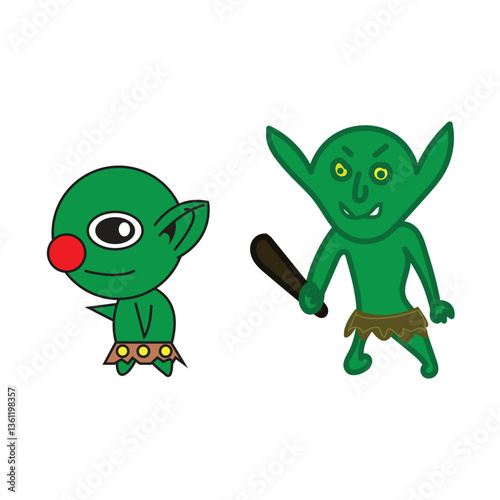 Goblin character isolated on white background. Goblin Carton.