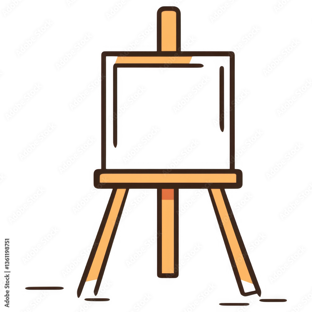 Artist easel with blank canvas in cartoon vector style, isolated on a white background Artist easel with blank canvas in cartoon vector style, isolated on a white background