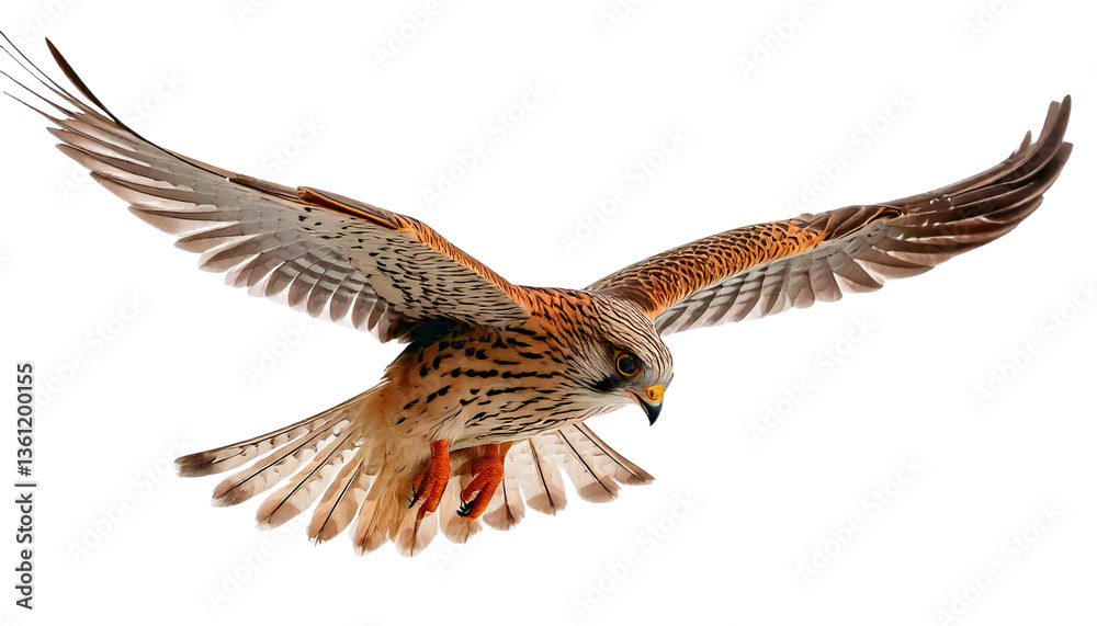Fototapeta premium Kestrel, bird of prey, raptor isolated on transparent white background. 