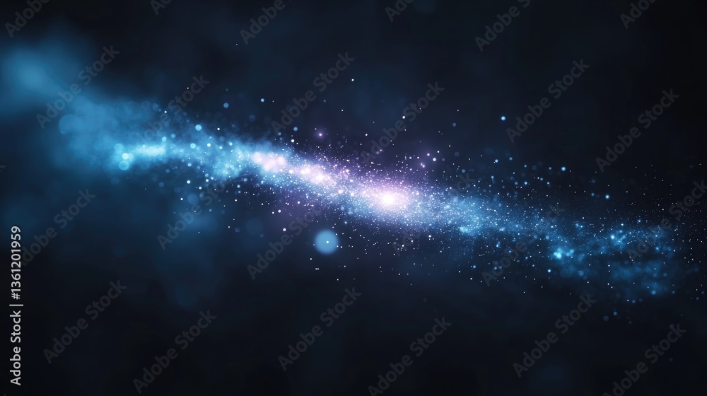 Obraz premium floating abstract particles suspended in vastness of space softly glowing in shades of blue and violet