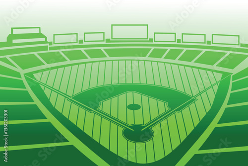 Baseball Arena Field Stadium Outline Silhouette  Vector