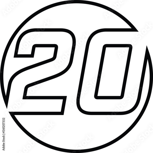 Creative 20 Number Design for Commemorations, Logos, Anniversaries, Icon