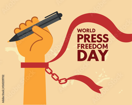 Hand Holding Pen Drawing a Free Flowing Line for Press Freedom Day.