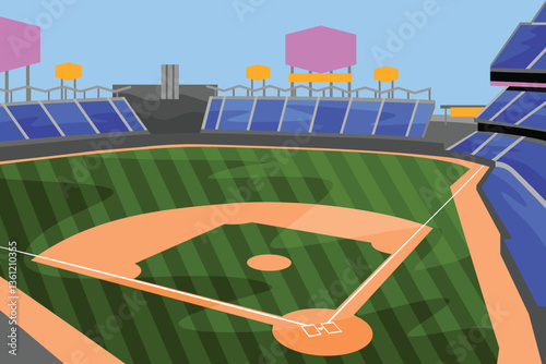Baseball Arena Field Stadium Colorful Vector