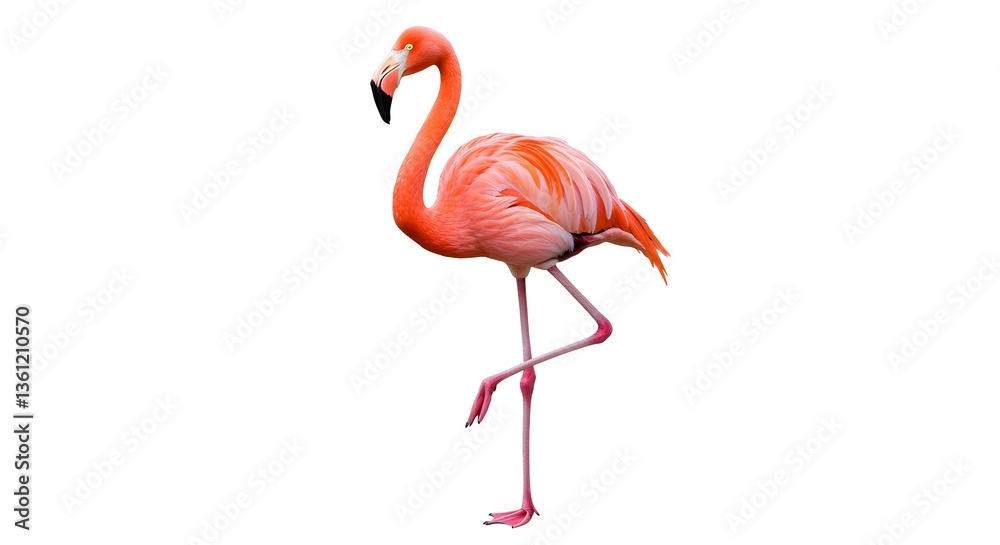 Fototapeta premium Pink Flamingo Wildlife Photography With White Background High Quality