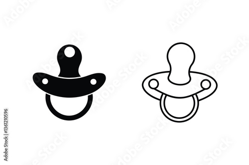 Baby Pacifier Icons Filled and Outline Designs for Infants