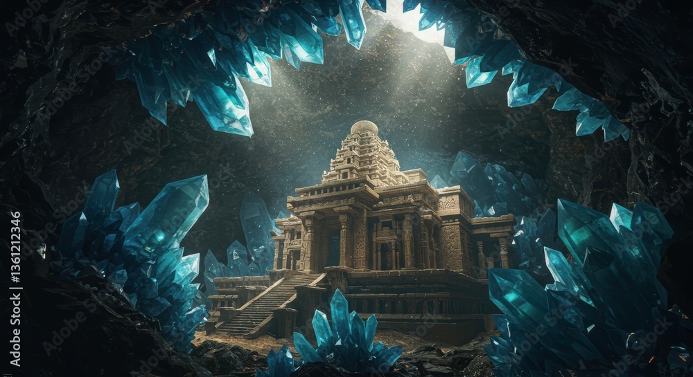 custom made wallpaper toronto digitalAncient Stone Temple Hidden Deep Within Crystal Cave Fantasy Architecture
