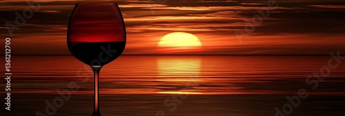 Sunset Wine Glass by the Sea photo