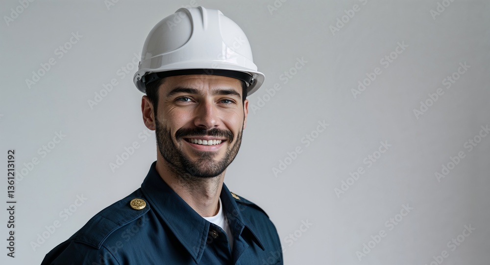 male architect engineer in plain white background portrait smile looking at camera wearing uniform male architect engineer in plain white background portrait smile looking at camera wearing uniform