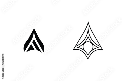 Abstract Geometric Arrowhead Designs Minimalist Vector Icons Set