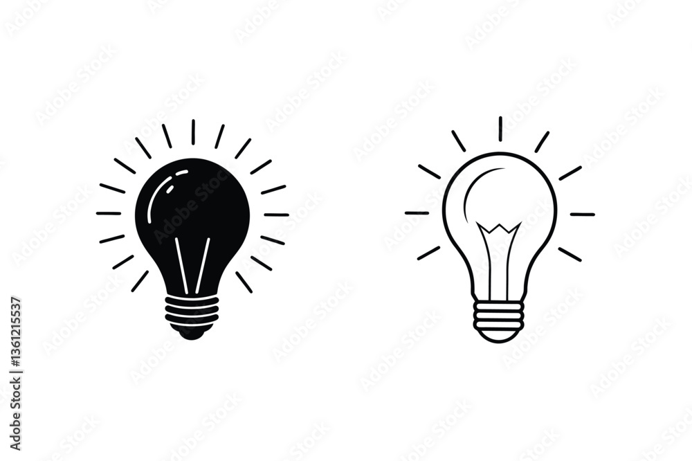 Lightbulb Icons Ideas, Innovation, Inspiration, Brightness, Illumination Lightbulb Icons Ideas, Innovation, Inspiration, Brightness, Illumination