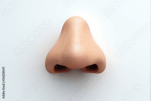 3D Render of LightColored Silicone Human Nose on Plain White Background  Focal Point in Image