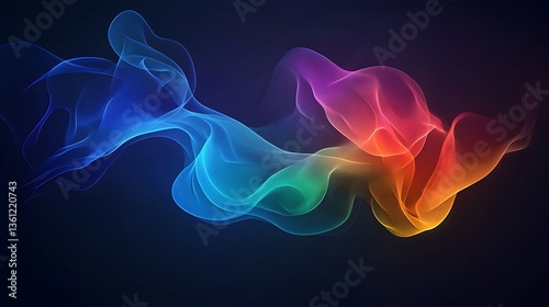Abstract colorful flowing ribbons of light against a dark background