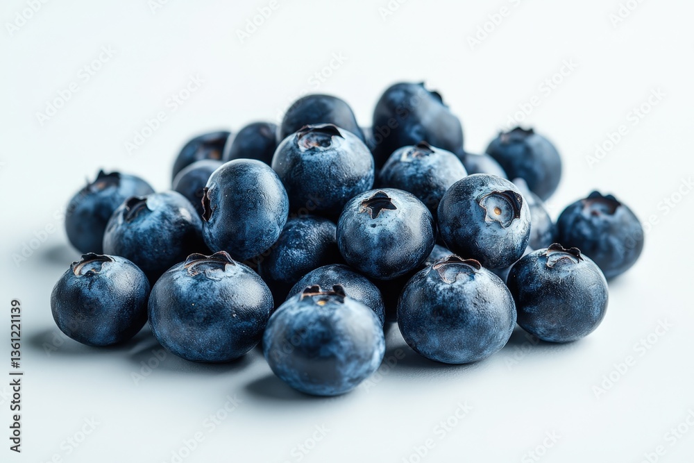 A Pile Of Fresh And Juicy Blueberries On A White Background A Pile Of Fresh And Juicy Blueberries On A White Background