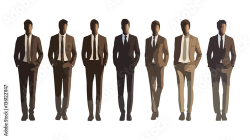 Group of Men in Business Suits Walking Together in a Professional Urban Environment
