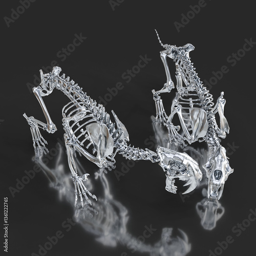 Fossilized Remains of Two Smilodon Cats