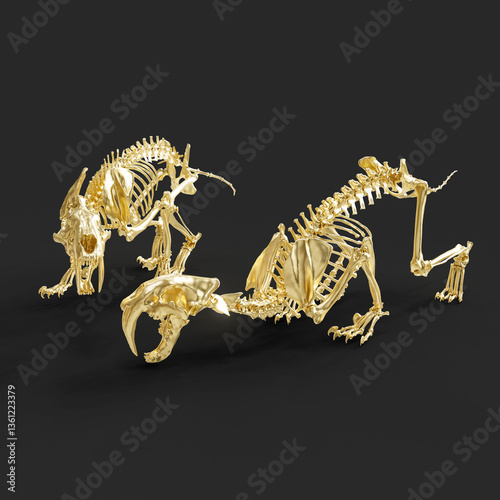 Fossil Exhibit of Smilodon Sabretooth Cats