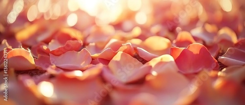 Wallpaper Mural Pink and red flower petals scattered with soft light Torontodigital.ca