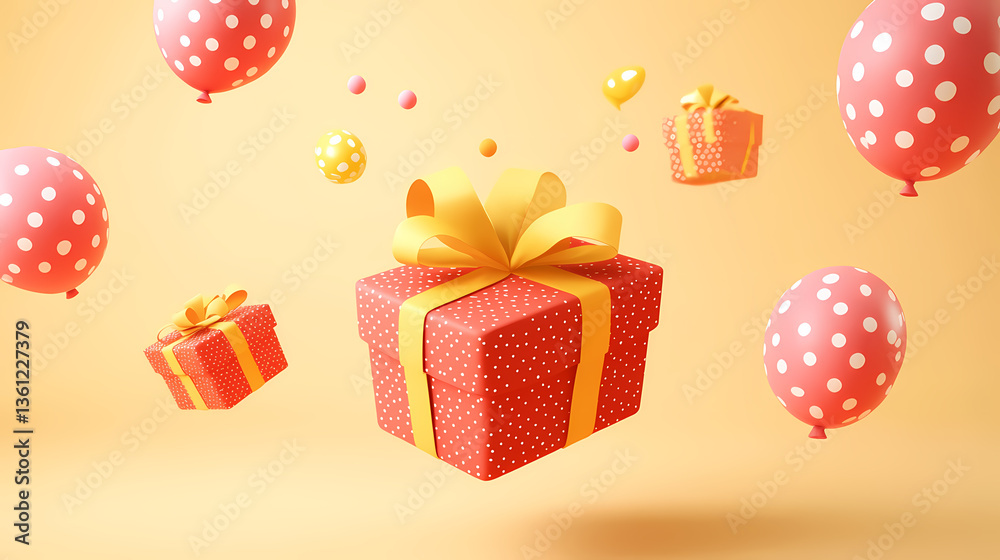 Obraz premium Celebration Gift Balloons Floating in the Air
