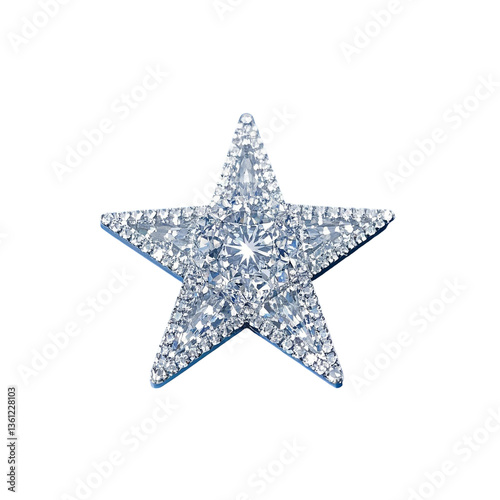 Glittering diamond star ornament with exquisite detail, perfect for elegant designs and festive occasions png isolate on white background Download