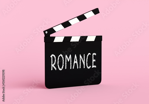 Billede på lærred Movie clapperboard announces start of romantic movie production