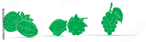 illustration vector of durian dragon fruit grapes