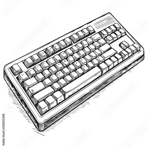 keyboard Computer engraving vector illustration