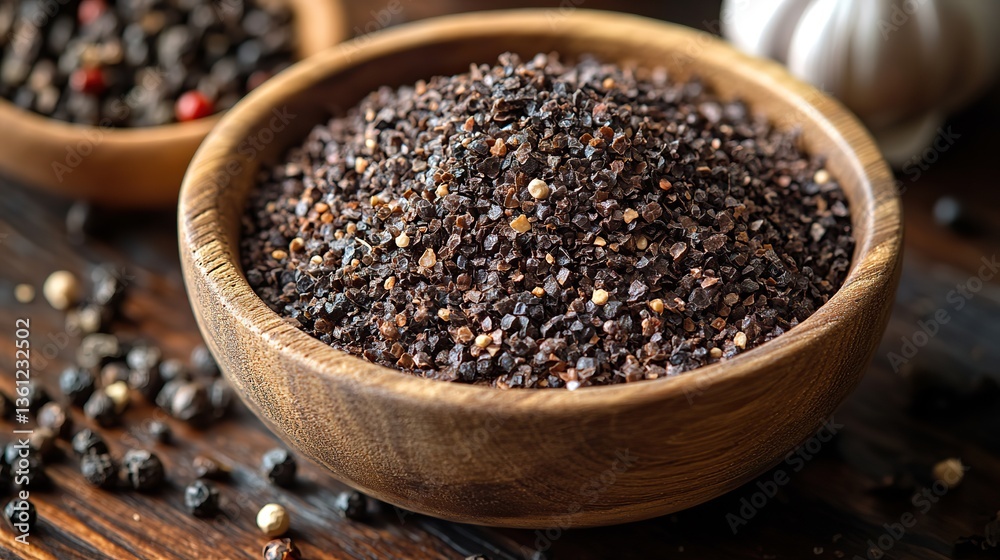 a wooden bowl filled with dark finely crushed isotbiber urfa pepper sits on a wooden surface the deep rich color of the pepper flakes highlights their smoky and mildly spicy nature a wooden bowl filled with dark finely crushed isotbiber urfa pepper sits on a wooden surface the deep rich color of the pepper flakes highlights their smoky and mildly spicy nature