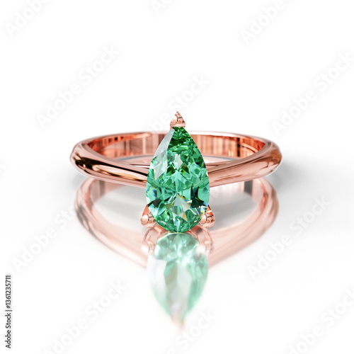 Artistic Solitaire Ring with Pear Gemstone