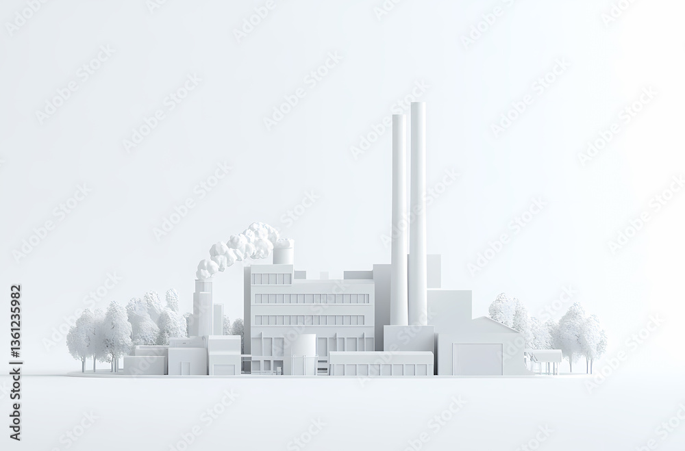 Obraz premium 3D Model of Industrial Complex