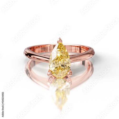 Unique Solitaire Ring with Pear Cut Diamond