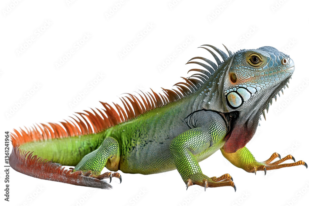Fototapeta premium green iguana lizard reptile on white background